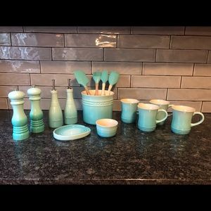Le Creuset kitchen items.  Cool mint collection.